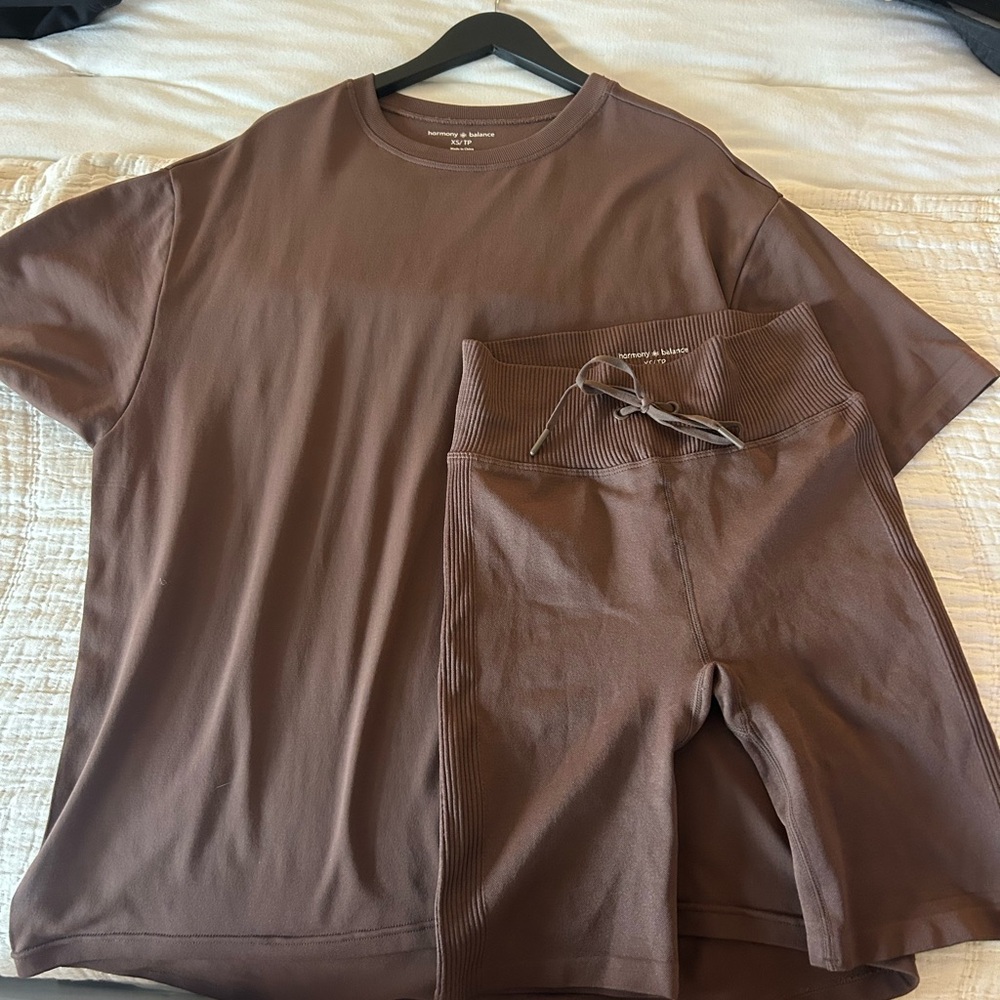 Harmony & Balance Brown Top and Shorts Set
